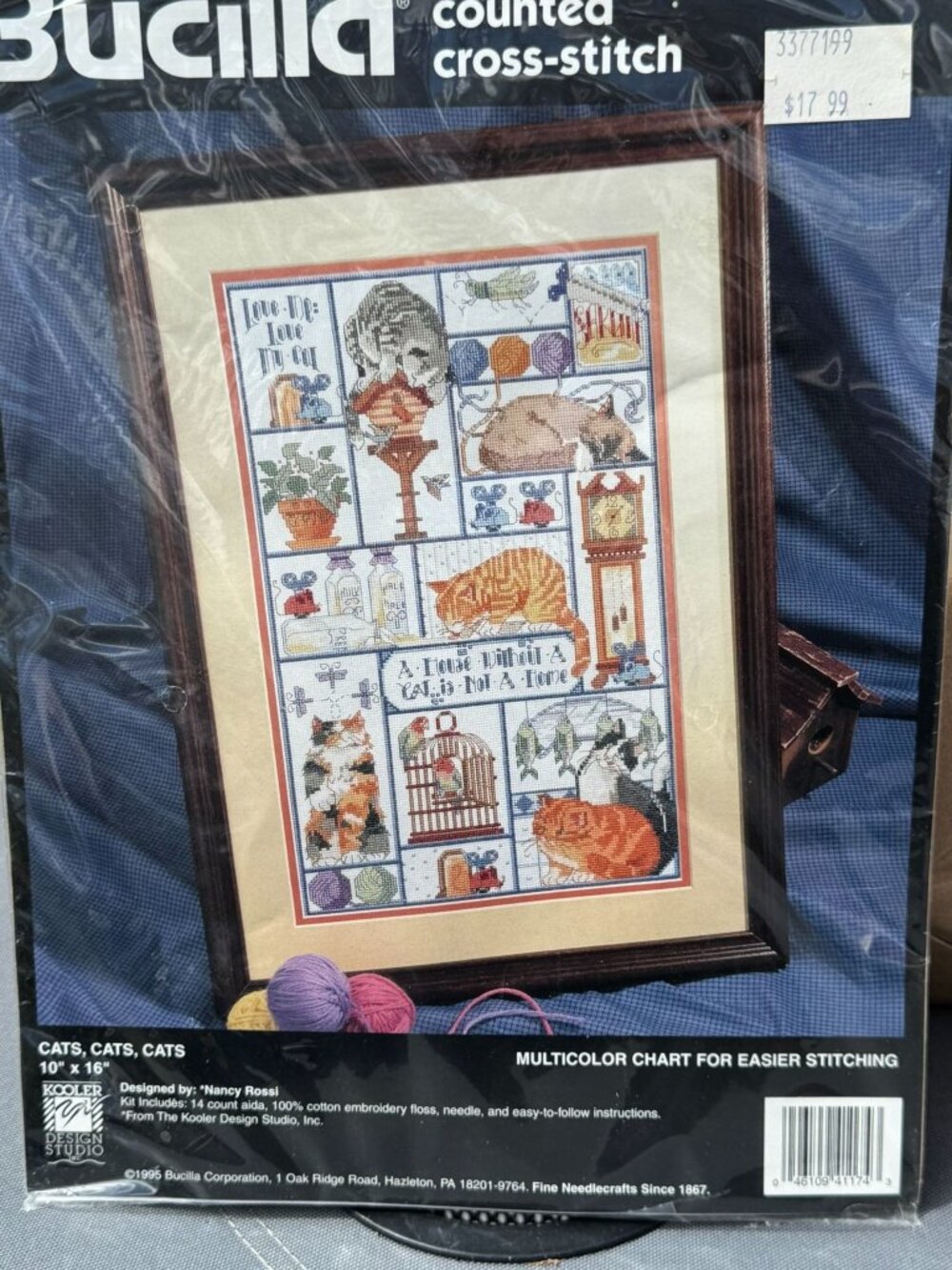 NIP Cats Cats Cats Counted Cross-Stitch Kit By Bucilla Nancy Rossi 10" x 16"